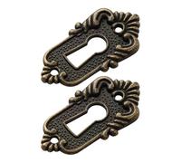 2Pc Zinc Alloy Vintage Keyhole Cover Drawer Key Escutcheon Corner Stick Classic Decorative Code Lock Plate for Furniture Cabinet Pour Meubles(Antique Bronze)