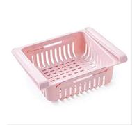 2pce Refrigerator Organizer Adjustable And Stretchable Spacer Cool Layer Pull-out Drawer Basket Refrigerator Storage Rack B pink