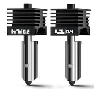 2Pcs 0.2MM 0.4MM Bamboo P2S/H2 Hotend Kit for Bambu Lab P2S H2S H2C H2D 3D Printer, All-Metal 500℃ Extruder Hot End Print Head Replacement with Hardened Steel Nozzle,Heater Block,Bamboo P2S Parts