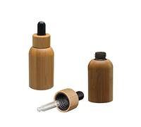 2pcs 0.51oz/15ml Bamboo Shell Amber Glass Dropper Bottles Refillable Empty Sample Vial Dropper Bottles with Pipettes Essential Oil Perfume Storage Container Bottles For Essential Oil Aromatherapy Use