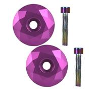 2PCS 1 1/8 inch for Bicycle Headset Top Cover with Bolts for 28.6mm Fork Stem, CNC Aluminum Alloy Handlebar Cap Set in Black/Gold/Purple/Colorful, Compatible with Mountain and Highway Bikes