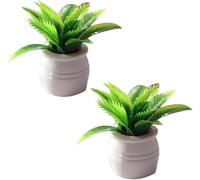2PCS 1:12 Scale Mini Potted Plants - Resin Botanical Decor for Dollhouse Kitchens and Living Rooms, Evergreen DIY Craft Accessories with Lifelike Foliage