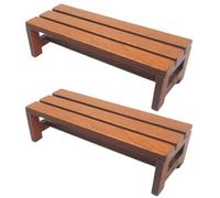 2Pcs 1/12 Scale Realistic Miniature Bench for Dollhouse with Vintage Brown Finish Synthetic Wood Model for Fairy Garden Crafts Brown, Dollhouse Bench