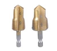 2Pcs 1/2" 3/4" Pipe Reaming Step Drill Bits Set 1/4" Hexagonal Shank For Fast Plumbing Repairs And Fittings Installation Pipe Reaming Tool