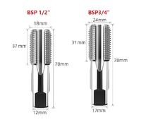 2PCS 1/2 in and 3/4 in NPT Pipe Tap Set, Carbon Steel Hand Threading Tool for Plumbing Repair, Compatible with Water Pipe Thread Restoration