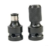 2PCS 1/2 Inch Square Drive to 1/4 Inch Hex Shank Drill Chuck Adapter Set, Steel Quick Release Converter for Wrench and Driver