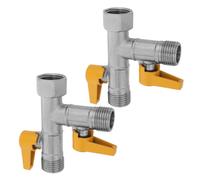2pcs 1/2 Inch Tee Shape Shower Diverter Valve with Dual Lever Handles | Nickel Plated Brass Material, Right Angle 90° Layout, Suitable for Bidet Sprayers and Shower Head Arm Mounts