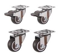 2Pcs 1-2inch Furniture Casters Wheels Soft Rubber Universal Wheel Swivel Caster Roller Wheel for Platform Trolley Accessory(With brake,1.5 inch)