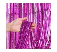 2pcs 1*2m Laser Rain Silk Curtain With Colorful Tassel Decoration, Suitable For Wedding, Birthday, Party And Holiday For Men & Women(Rose red-2pcs)