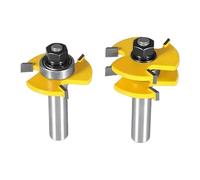 2PCS 1/4"/8mm/1/2" Shank 3-Tooth T-Slot Router Bit Set Tongue Groove Cutter For Wood Flooring/Panel Joinery (6.35mm)