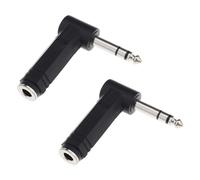 2PCS 1/4 Inch 6.35mm Right Angle Stereo Male Plug to 1/4 Inch 6.35mm Stereo Female Jack Audio Adapter for Electric Guitar Mixer Loudspeaker KTV Equipment