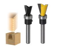 2Pcs 1/4 Inch Shank Dovetail Router Bit Set with Bearing, 12.7mm & 15.9mm Tungsten Carbide Wood Milling Cutter for Joinery Template Work