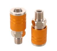 2pcs 1/4 Npt Male Thread Air Compressor Connector Quick Coupler | Aluminium Oxide and Nickel Plated Iron Material, Leakproof Seal, Easy Installation, for Woodworking and Small Production