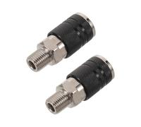 2pcs 1/4 Npt Male Thread Air Coupler Fitting for Compressor Black | Leakproof Seal, Quick Connect Design, Aluminium Oxide and Nickle Plated Iron, Vehicle Repair Shops and Small Production Lines