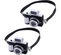 2Pcs 1:4 Scale Mini Camera Prop Ornament Vintage Camera Model, Miniature Digital Camera Mini Decoration Accessories Photography Props Ornament(Style 1)