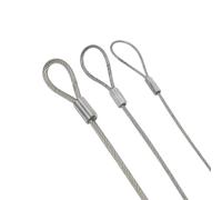 2PCS 1.5/2/3mm PVC Coated Cable with Loop Compression Customisable Rustproof 304 Stainless Steel Wire Rope Non-Adjustable Slings(3mm,0.5M X2PCS)