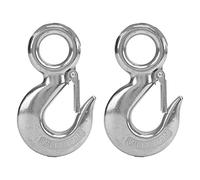 2pcs 1.5 Tons Eye Slip Hook, Safety Latch Stainless Steel Lifting Hook, Marine Hoist Hook for Engineering Cranes, Port Loading, Forestry Machinery