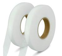 2pcs 1.5cm x 64.0m Iron on Hemming Tape Iron On Hem Tape No Sewing Fabric Fusing Tape Adhesive Wonder Web for Curtain Pant Clothes-2pcs White