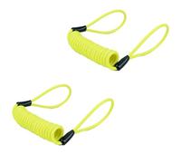 2Pcs 1.5m Yellow Motorcycle Disc Lock Reminder Cable Lock Security Spring Reminder Cable Disc Lock Reminder Cable for Scooter Motorcycle Bike