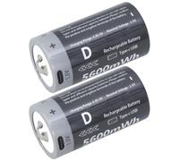 2Pcs 1.5V 5600mWh USB C Rechargeable D Size Battery LR20 Lithium D Cell Battery For Cooker Water Heater Rechargeable Batteries USB Charging
