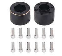 2Pcs 1.9 2.2 Inch Wheel Hex Hub Widen Adapter, Brass Black Wheel Rim Adapter for RC Car, Heavy Counterweight Design with Chamfered Edges, Compatible with Axial SCX10 Capra VS4 10 G (15mm)