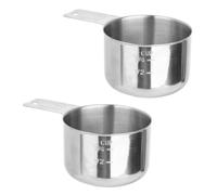 2pcs 1 Cup Stainless Steel Measuring Cups, 250ml/8oz Metal Measuring Scoop with Clear Markings Dishwasher Safe Measure Cups for Dry and Wet Ingredients or Dog Food Scoop