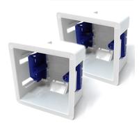 2pcs. 1 Gang Dry Lining Back Plasterboard Box, Pattress Box with Adjustable Lugs 47mm, for Faceplate