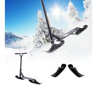 2Pcs/1 Set Snow Scooter Ski Sled, Snow Sled Ski Scooter Conversion Kit, Fold Skate Board Winter Cycling Ski Attachment for Kids Scooter Two-Wheel Sled Accessories Riding Tyre Replacement Parts (1 set)