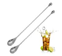 2Pcs 10.5 inches 3D Skull Curvy Design with bar Cocktail Spoon Stainless Steel Bar Tool Bar Accessories Bar Spoon Long Spoon Cocktail Mixer (2)