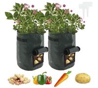 2Pcs 10 Gallon Potato Grow Bags Garden Planting Bags with Sturdy Handles Vegetable Growing Bags Plant Grow Bags Plant Containers Reusable Garden Plant Bags for Potatoes Tomatoes Cucumbers (2pcs green)
