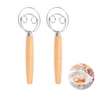 2Pcs 10 inch Danish Dough Whisk with Plastic Handle Hand Whisk Stainless Steel Bread Whisk for Efficient Baking Mixing Pizza Dough Sourdough Pastry and Cake Batter Kitchen Tool for Home Bakers
