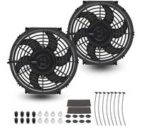 2PCS 10 Inch Universal High Performance Slim Fan Push Pull Electric Radiator Cooling Fan 12V 80W Mount Kit Black