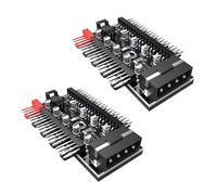 2Pcs 10 Port PC Case Fan Controller Large 4P Splitter Motherboard Cooling Cable Expansion Capacitors PC Cooling Speed Controller