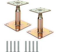 2pcs 100-150mm Galvanised Adjustable Elevated Post Base Support, Heavy Duty Roof Support For Building - Gold