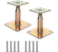 2pcs 100-150mm Galvanised Adjustable Elevated Post Base Support, Heavy Duty Roof Support For Building - Gold Jnnjv