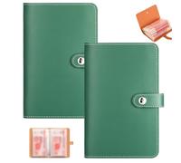 2PCS 100 Envelopes Saving Challenge,Money Saving Wallet & Budget Binder,Savings Challenge Book for Couples,Savings Challenge Book Organizer,Cash Budget Money Saving Book for Offices & Home #Green