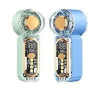 2Pcs 100 Speed Handheld Fan with Digital Display, 22000 RPM Turbo 90g Ultra-Light Pocket Fan, Type-C Rechargeable Personal Fans with LED SOS Light, Quiet Small Cooling Fans for Travel Office