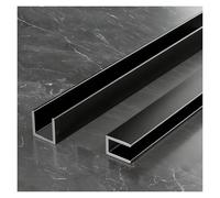 2pcs 100cm Aluminum Deep U Channel for Frameless Shower Door, Invisible Glass Fixing Strip，Wall Floor Ceiling Mount Profile for 6-12mm Thick Glass(Black,8mm(5/16in))