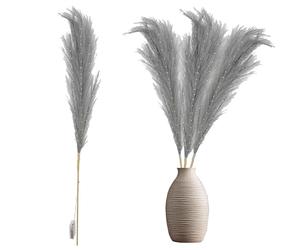 2Pcs - 100cm Prelit Grey Pampas Grass Stem, Warm White LEDs Battery-Operated Christmas Artificial Flowers for Boho Wedding Bedroom Living Room Decorations