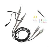 2PCS 100MHz Oscilloscope Probe Kit with BNC Connector for Signal Analysis - Switchable 1:1 10:1 Attenuation Ratio for Electronics Testing - Includes Clip Probes and Hook Tips - 1.2m Cable Length