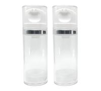 2Pcs 100ml/3.3oz Empty Refillable Clear Plastic Airless Lotion Pump Bottles with White Press Top Cosmetic Vacuum Pump Dispensers Vial Storage Container for Cream Toner Makeup