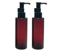 2PCS 100ml 3.4oz Frosted Glass Bottles with Black Pump Refillable Lotion Dispensers for Essential Oil Shampoo Soap Cosmetic Containers