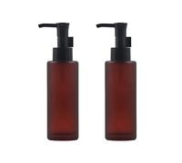 2PCS 100ml Amber Glass Bottles with Black Lotion Pumps Refillable Glass Liquid Soap Cream Dispenser Pump Bottles Containers for Bathroom, Kitchen and Garden