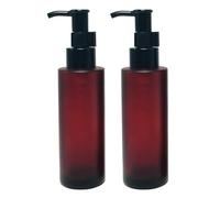 2PCS 100ml Empty Refillable Glass Lotion Pump Bottles Soap Dispensers Containers Jars with Black Pumps for Lotion Liquid Makeup Removel Oil Shampoo (Wine red)