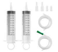 2Pcs 100ml Large Capacity Syringes, Reusable Liquid Measuring Syringe, Individually Packaged Syringes with 2 Catheter, Reusable Plastic Feeding Syringe, No Needle for Industrial Experiments