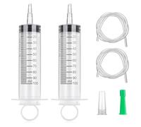 2pcs 100ml Large Plastic Syringe, LargeCapacity Syringe, Reusable Syringes With Needles, with 80cm Tube, for Liquids, Oil, Pet Feeding, Plant irrigation