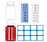 2PCS 100ml Pill Bottles with 2 Medication Reminder Devices Label Stickers