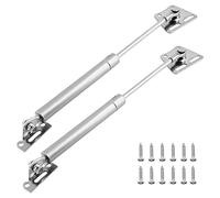 2PCS 100N/22.5lb Gas Spring Hinge, Gas Strut Lift Support, Gas Struts Safety Slow Down Drop Leaf of Cabinets Desks, 10 Inch Length (Silver)