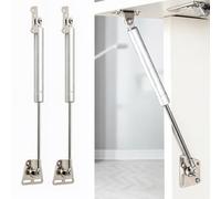 2Pcs 100N Gas Struts Kit- Heavy Duty Soft Open & Slow Close Hinges for Kitchen Cabinets, Cupboard Doors, Toy Boxes & Drop Down Lids - Hydraulic Lift Support Stay Silver Gray