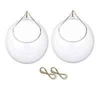 2Pcs 10cm Hanging Glass Terrarium Succulents Planter, Globe Air Fern Plants Holder Vase, Wedding Home Decoration